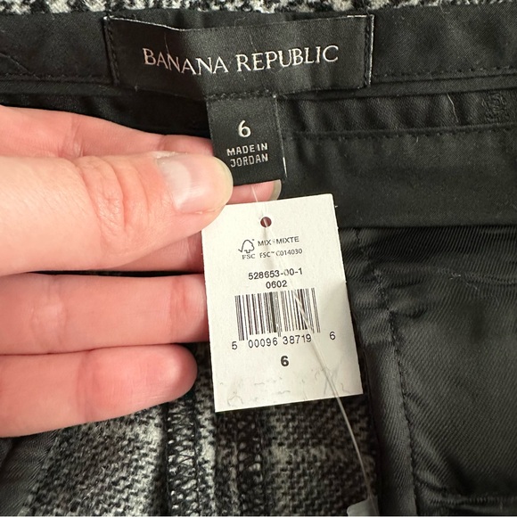 Banana Republic Black Brooke Plaid Pants Trousers NWT Size 6 High Rise Straight - Picture 9 of 17